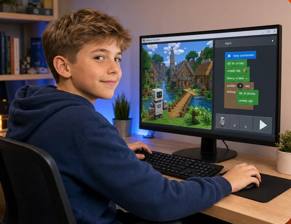 Niño sonriente frente a un portátil tras una clase de programación